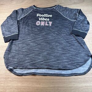 Secret Treasures XL Positive Vibes Only Graphic Sweatshirt Tunic Gray LS